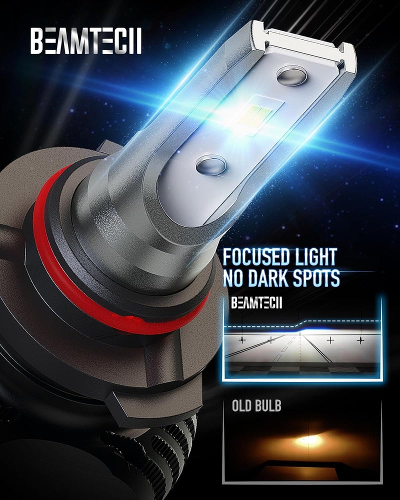 BEAMTECH 9005 H11 Bulbs Combo, S1 Series Fanless Fog Light 6500K Xenon White HB3 H8 H9, 4 Bulbs - Image 3